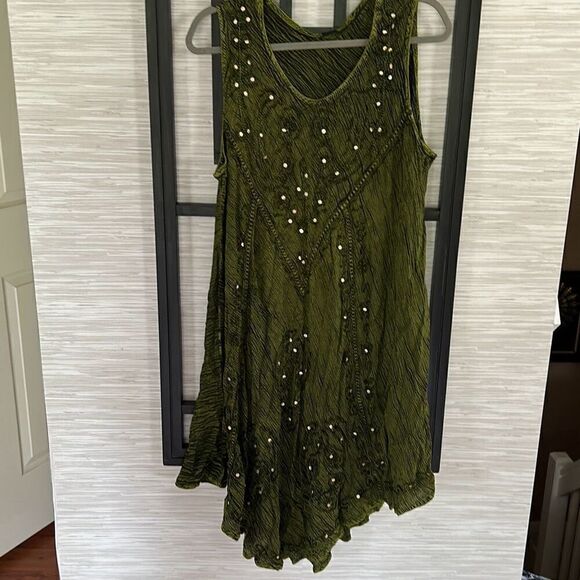 NWT Rivera Sun Olive Green embroidered tank dress bathing suit cover-up size XL - Picture 4 of 6
